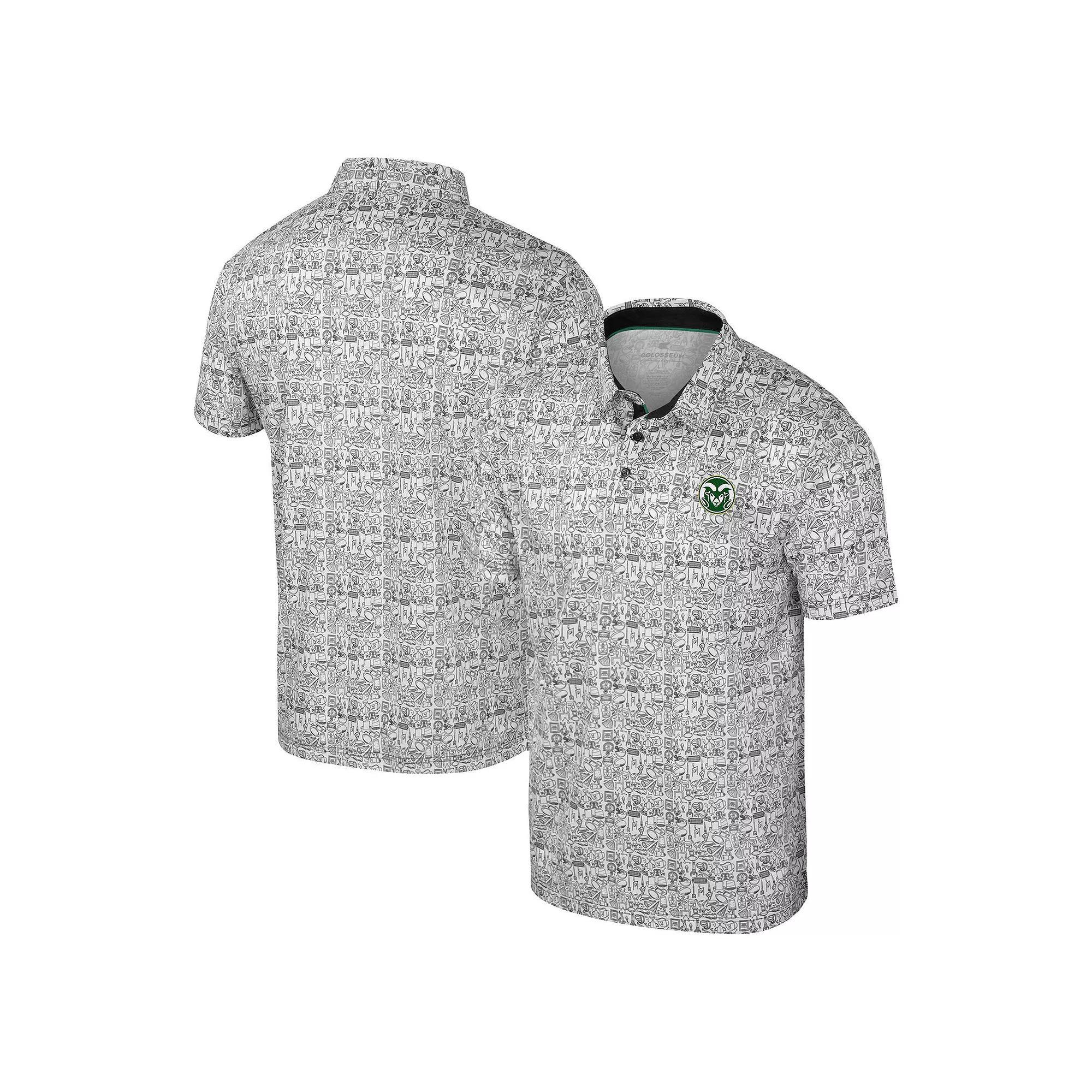 Men's Colosseum Black Colorado State Rams It's Time! Allover Print Polo, Size: XXL Product Image