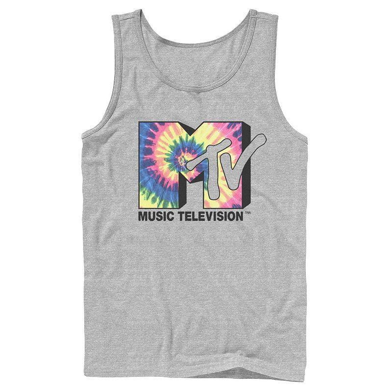 Men's MTV Music Television Tie Dye Logo Tank Top, Size: Large, Athletic Grey Product Image