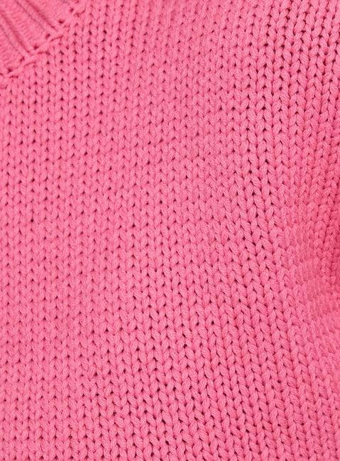 Harmony Balloon Sleeve Knit Sweater Pop Pink Product Image