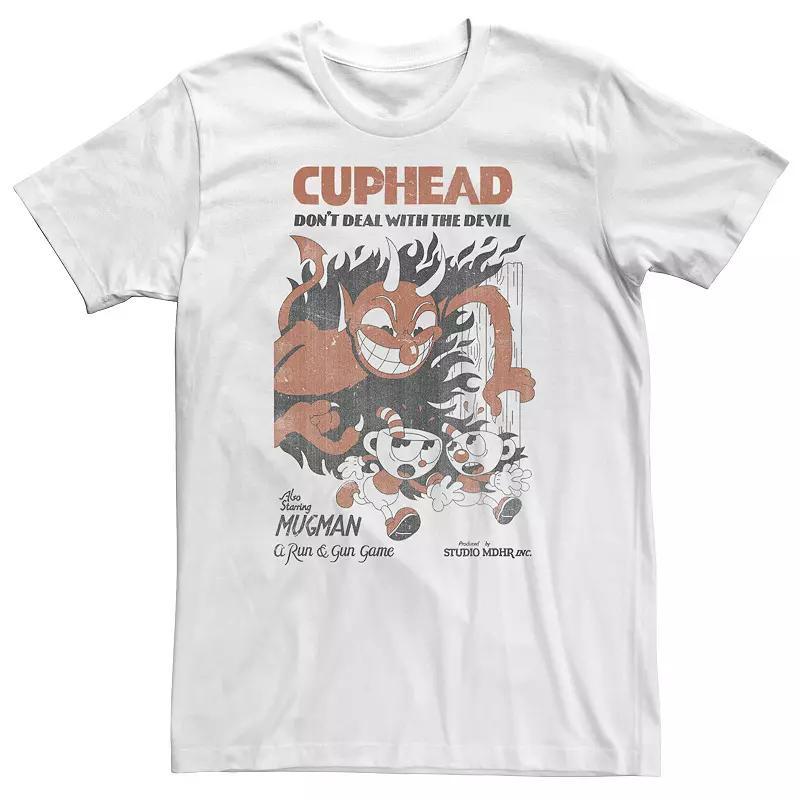 Big & Tall Cuphead & Mugman Running From The Devil Tee, Men's, Size: 5XL, White Product Image