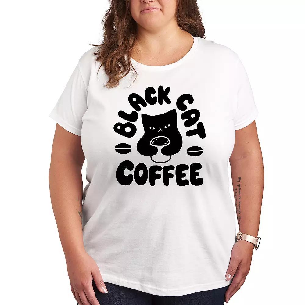 Plus Black Cat Coffee Graphic Tee, Women's,  Product Image