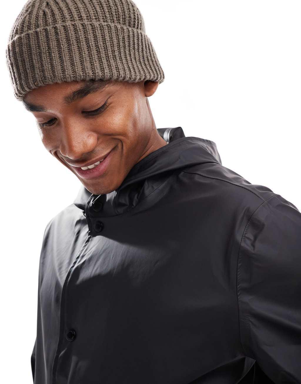 ONLY & SONS hooded rain jacket in black Product Image