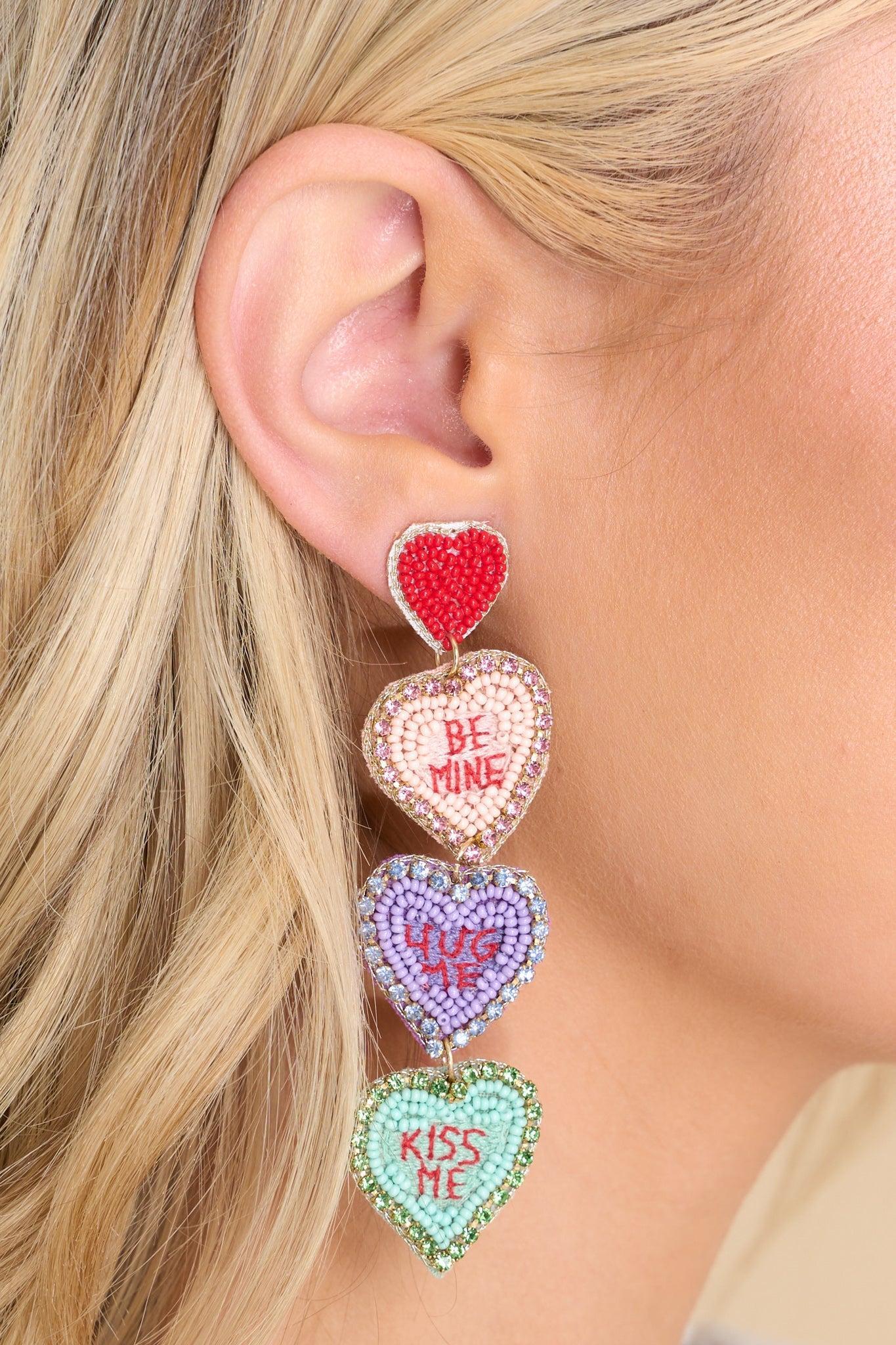 Sweetest Heart Red Multi Beaded Earrings Product Image