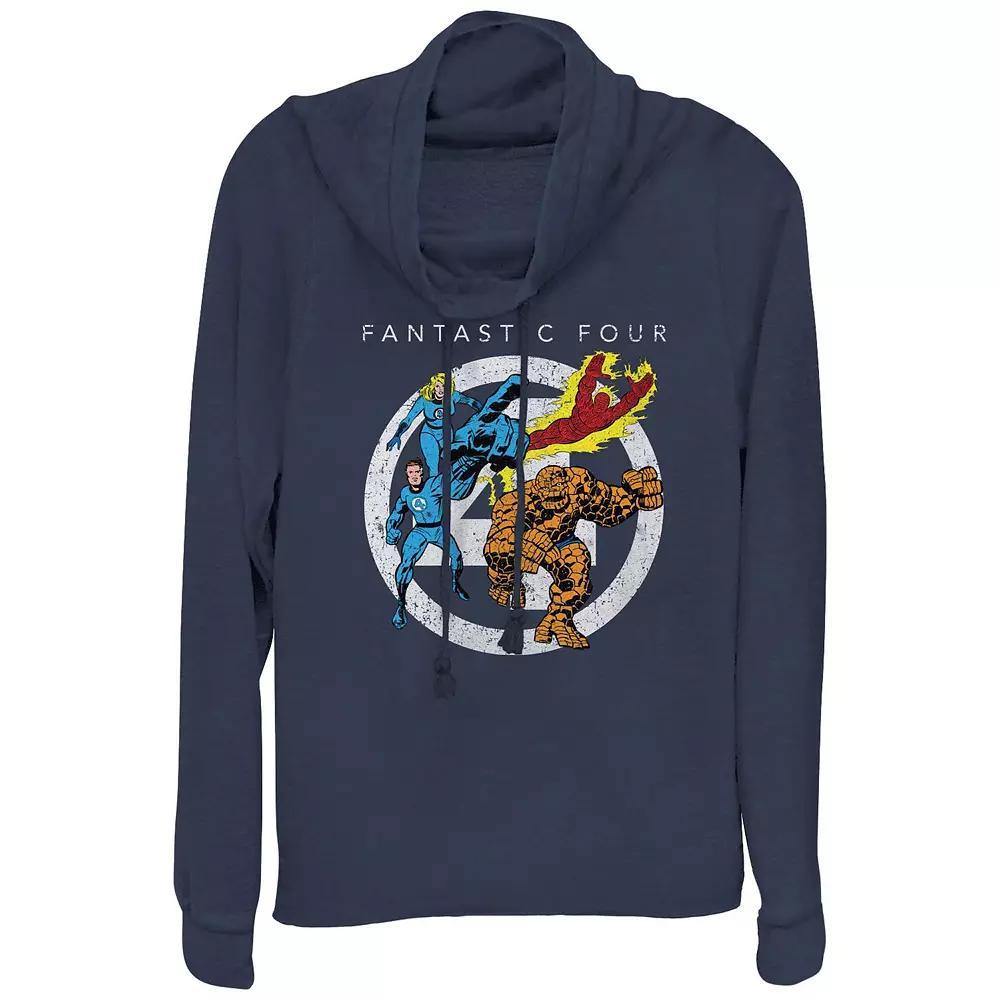 Plus Size Marvel Fantastic Four Classic Poster Cowlneck Graphic Lightweight Long Sleeve, Women's, Size: 2XL, Blue Product Image