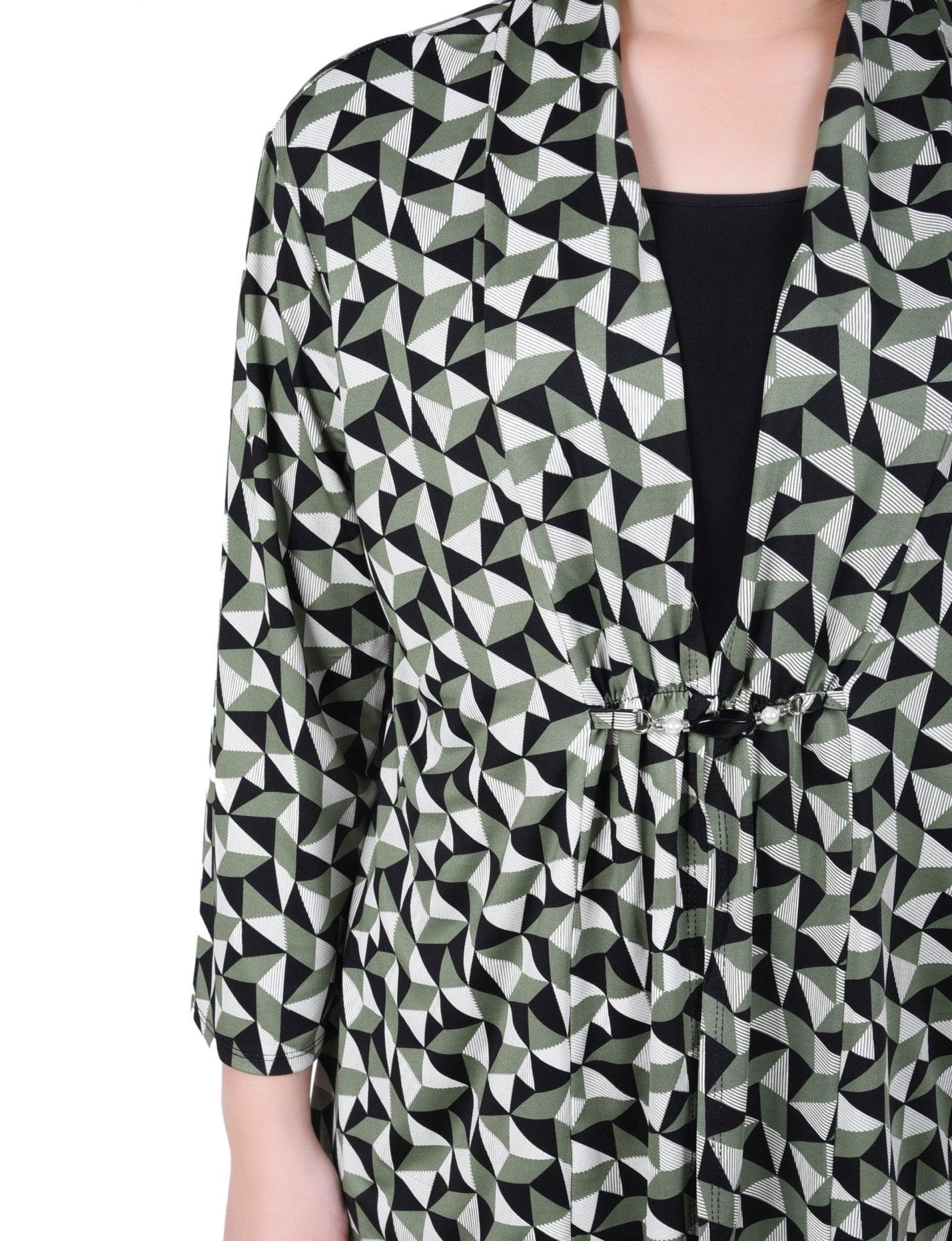 Puff Print 3/4 Sleeve Two-Fer Top - Petite Product Image