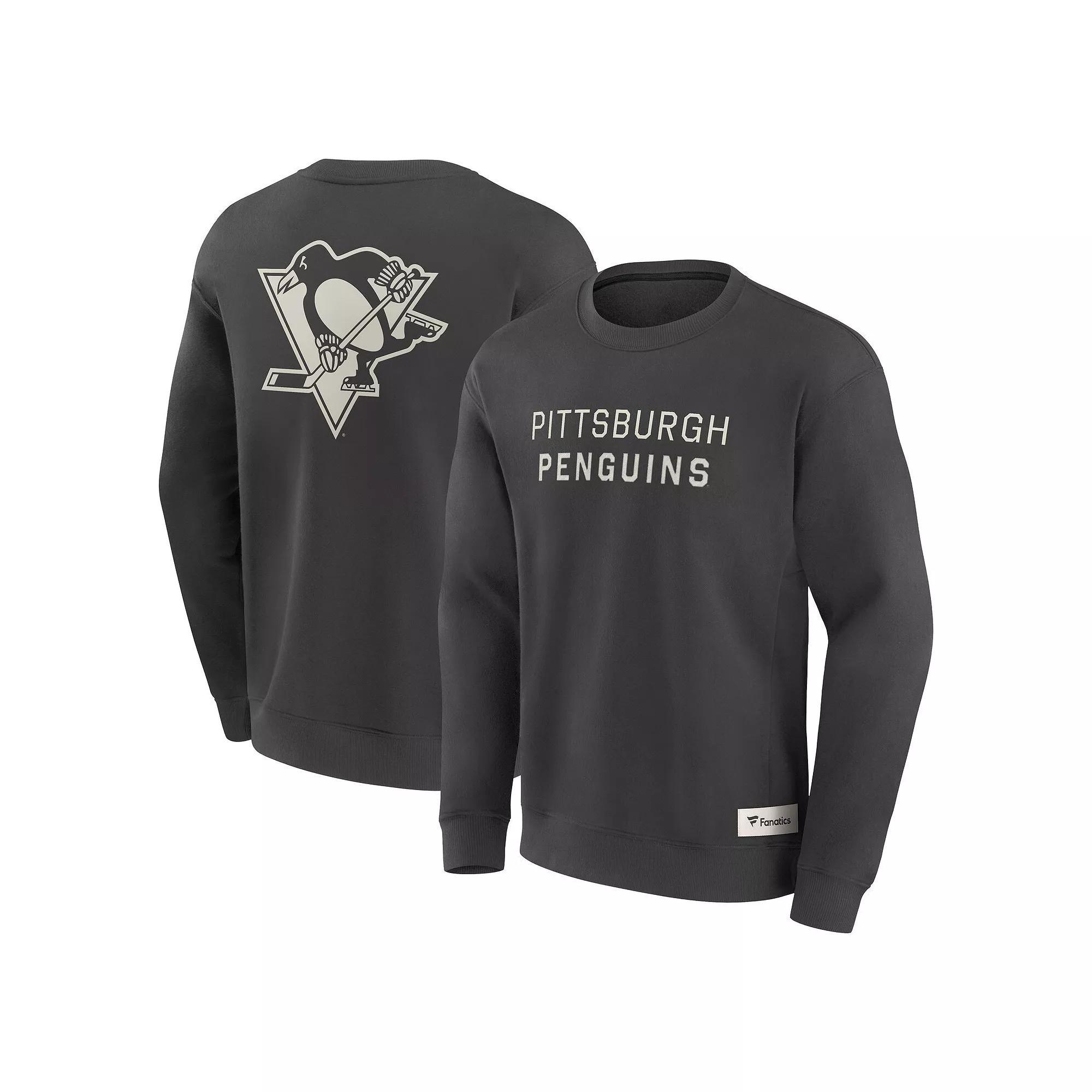Men's Fanatics Charcoal Pittsburgh Penguins Elements Future Ground Lettering Pullover Sweatshirt,  Product Image