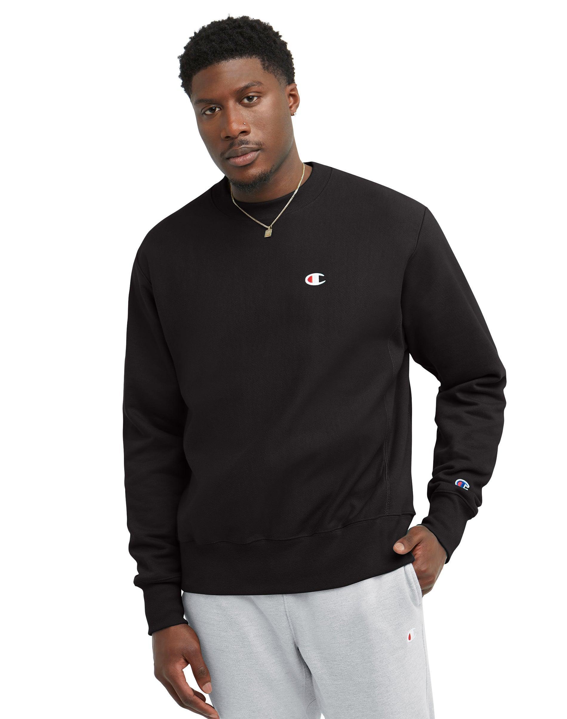 Mens Champion Reverse Weave Crewneck Sweatshirt, C Logo Black 2XL Product Image