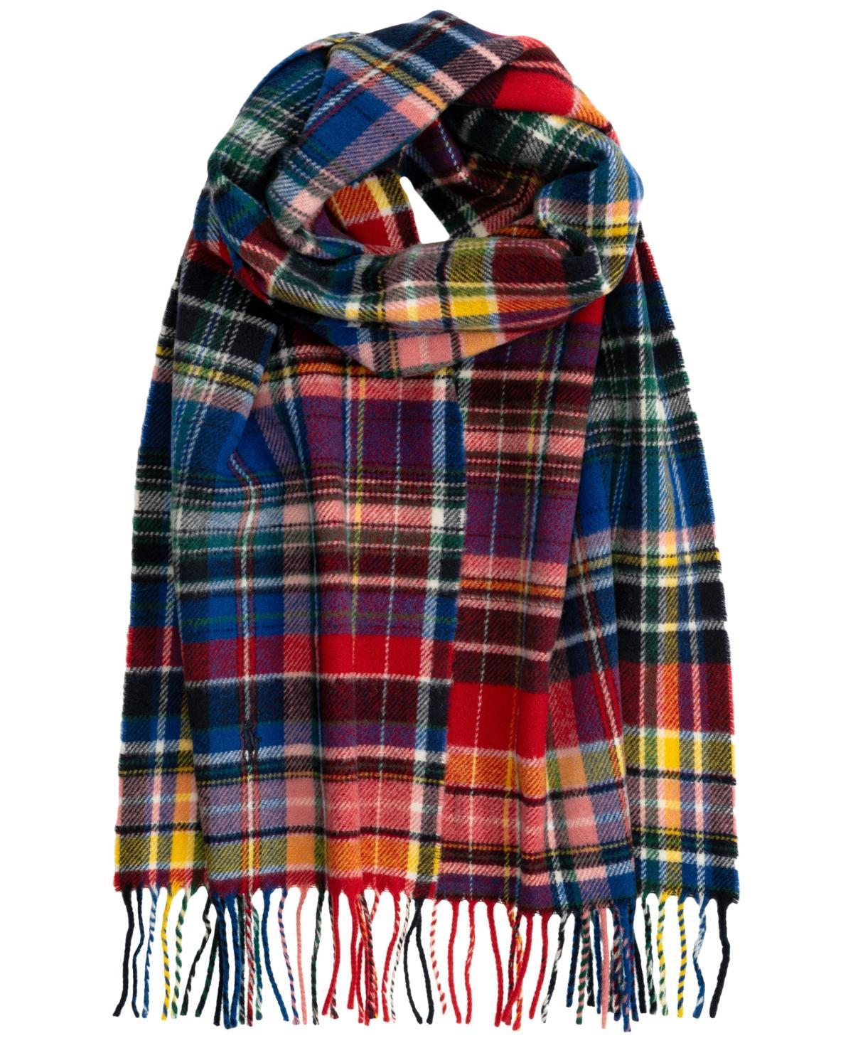 Polo Ralph Lauren Mens Woolen Plaid Scarf - Navy/red Product Image