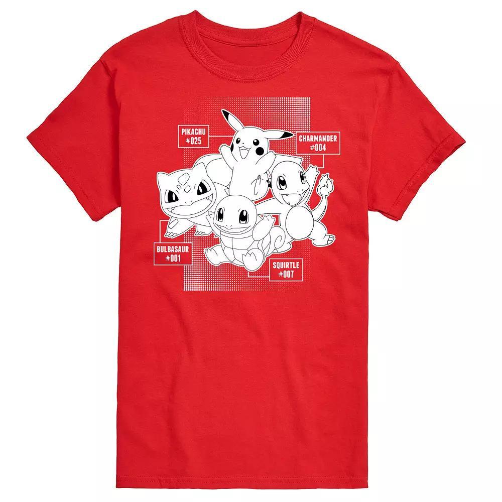 Men's Pokemon Starter Labels Graphic Tee,  Product Image
