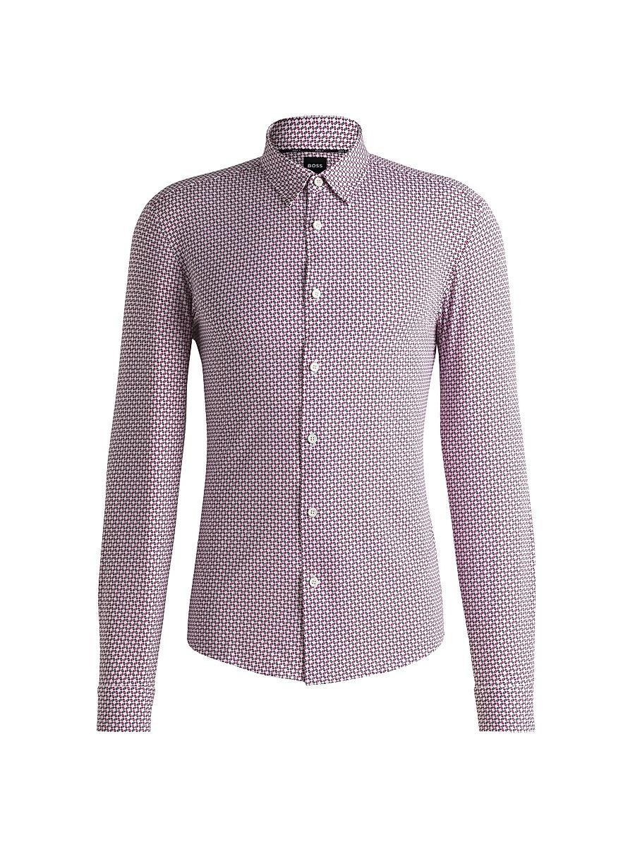 Mens Slim-Fit Shirt in Printed Performance Stretch Jersey Product Image