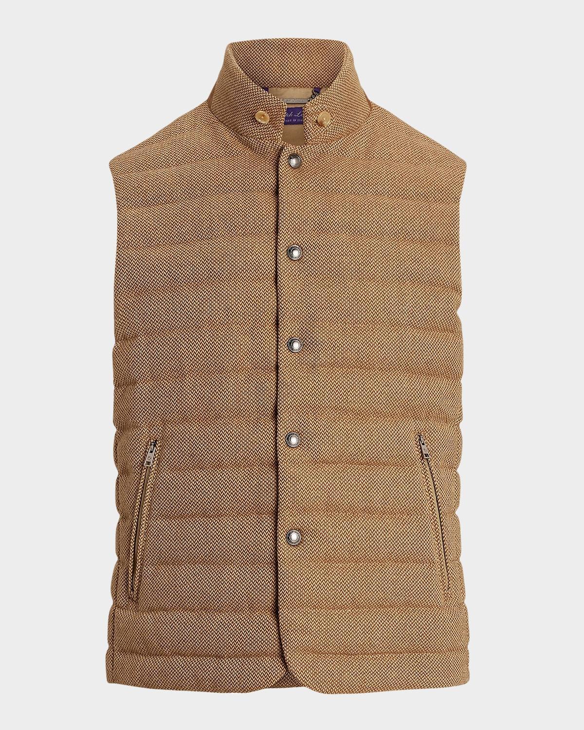 Mens Quilted Tweed Down Vest Product Image