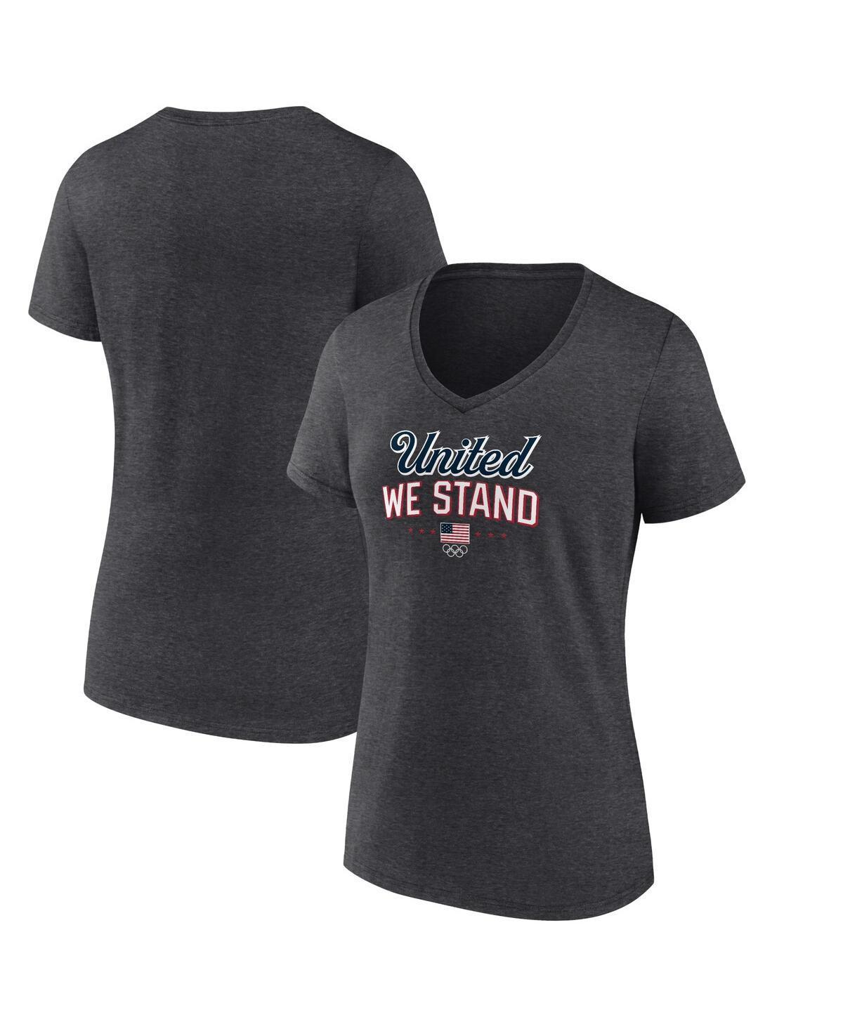 Womens Fanatics Heather Charcoal Team USA Victory V-Neck T-Shirt Product Image