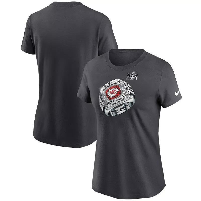 Womens Nike Anthracite Kansas City Chiefs Four-Time Super Bowl Champions T-Shirt Product Image