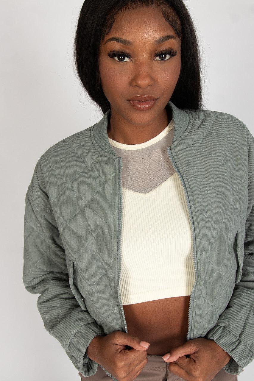 Quilted Corduroy Bomber Jacket Product Image