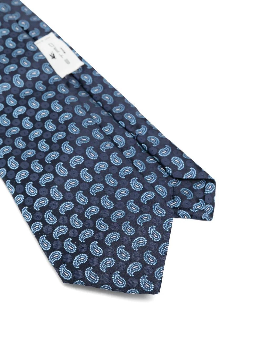 ETRO Paisley Silk Tie In Blue Product Image