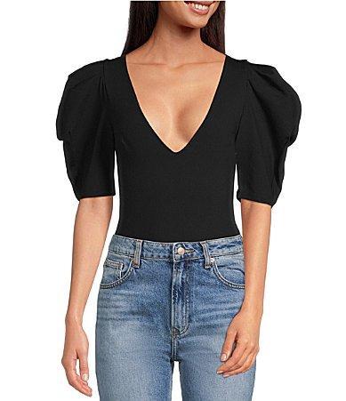 Free People Va Va Voop Thong Bodysuit Black M Product Image