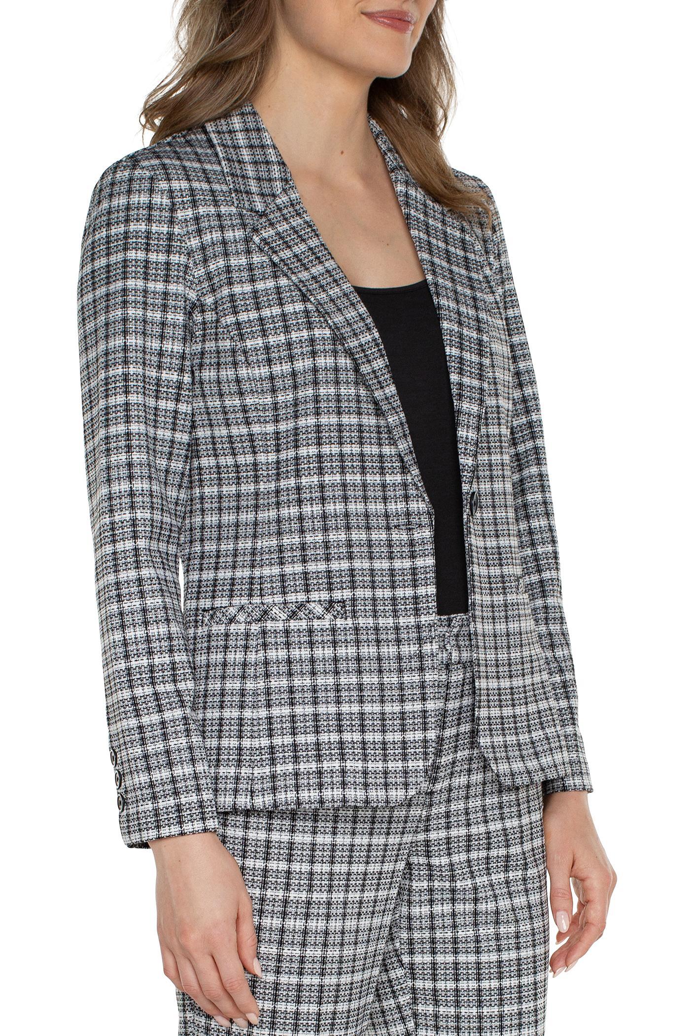 Black and White Plaid Blazer Product Image