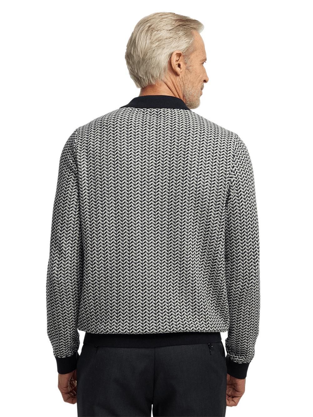 Cotton Three Button Polo - Black/ivory Product Image