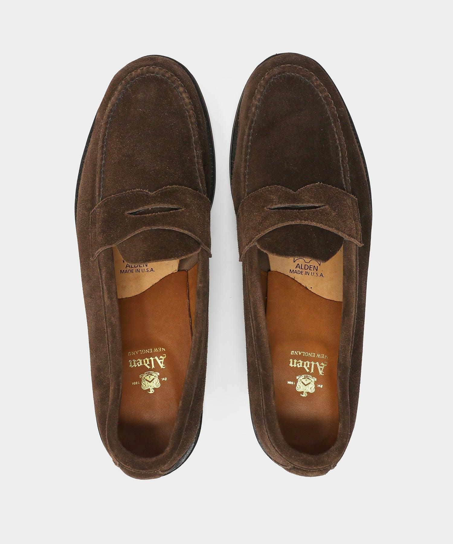 Alden Dark Brown Suede Penny Loafer Product Image