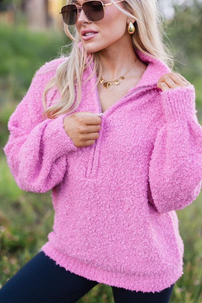 Signature Move Rose Fuzzy Quarter Zip Pullover Product Image