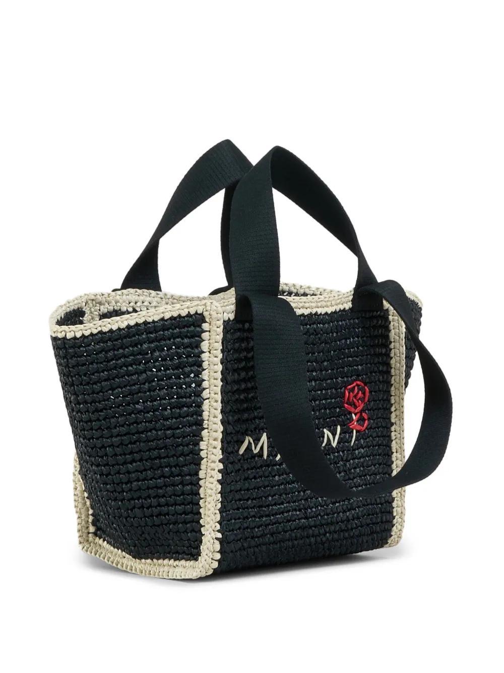 logo-embroidered woven tote bag Product Image