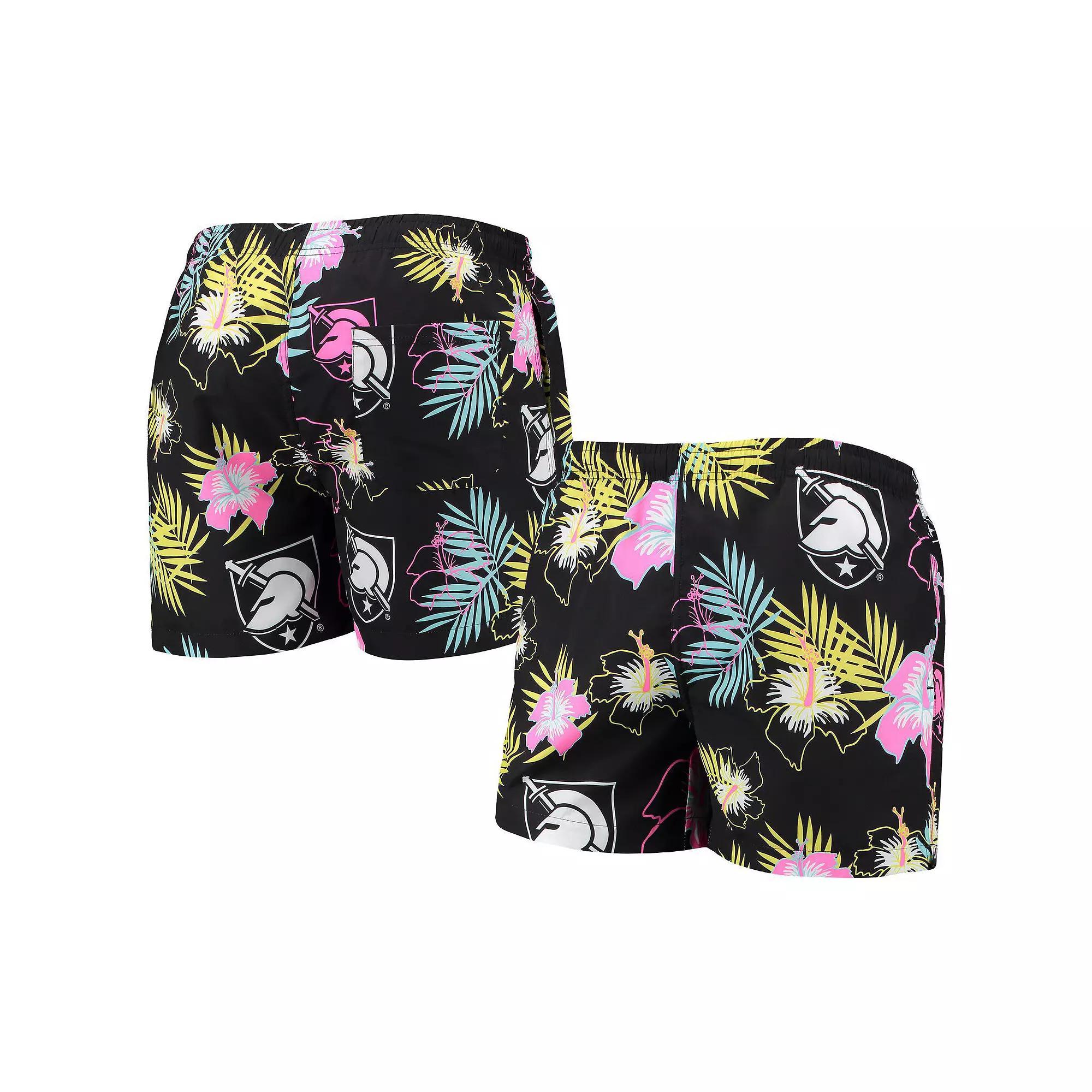 Men's FOCO Black Army Black Knights Neon Floral Swim Trunks,  Product Image