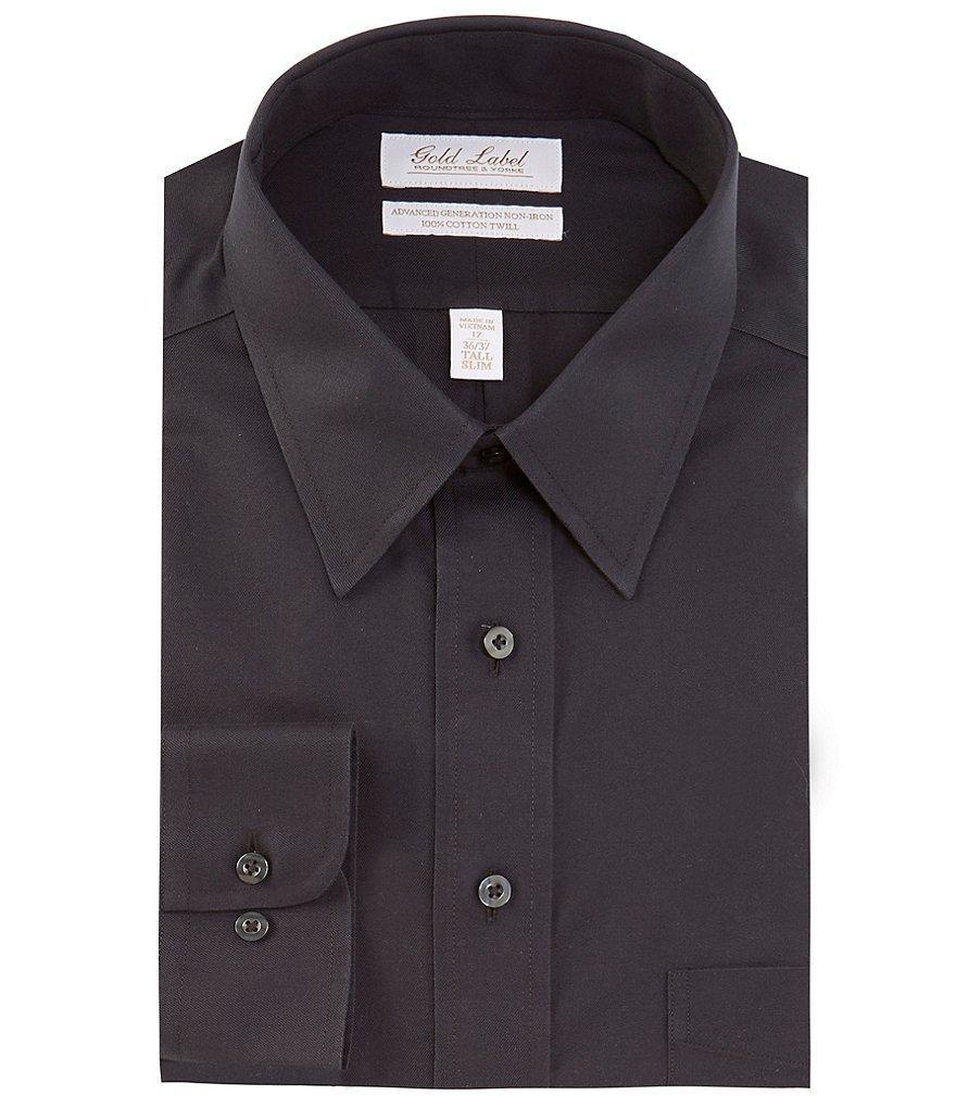 Gold Label Roundtree & Yorke Big & Tall Slim Fit Point Collar Solid Twill Dress Shirt Product Image