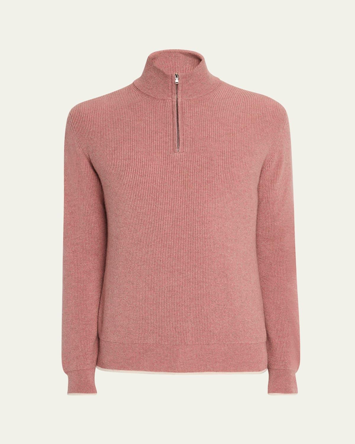 Mens Cashmere English Rib Half-Zip Sweater Product Image