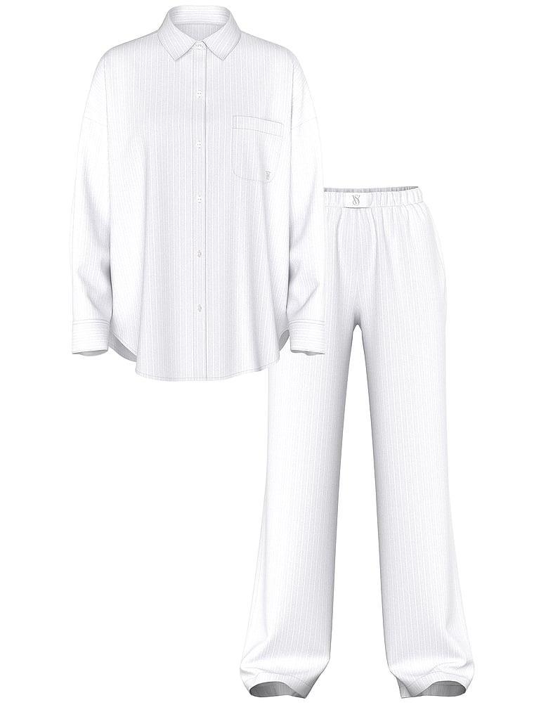 Modal-Cotton Striped Long Pajama Set Product Image