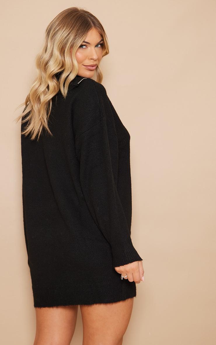 Black Luxe Knit Half Zip Sweater Dress Product Image