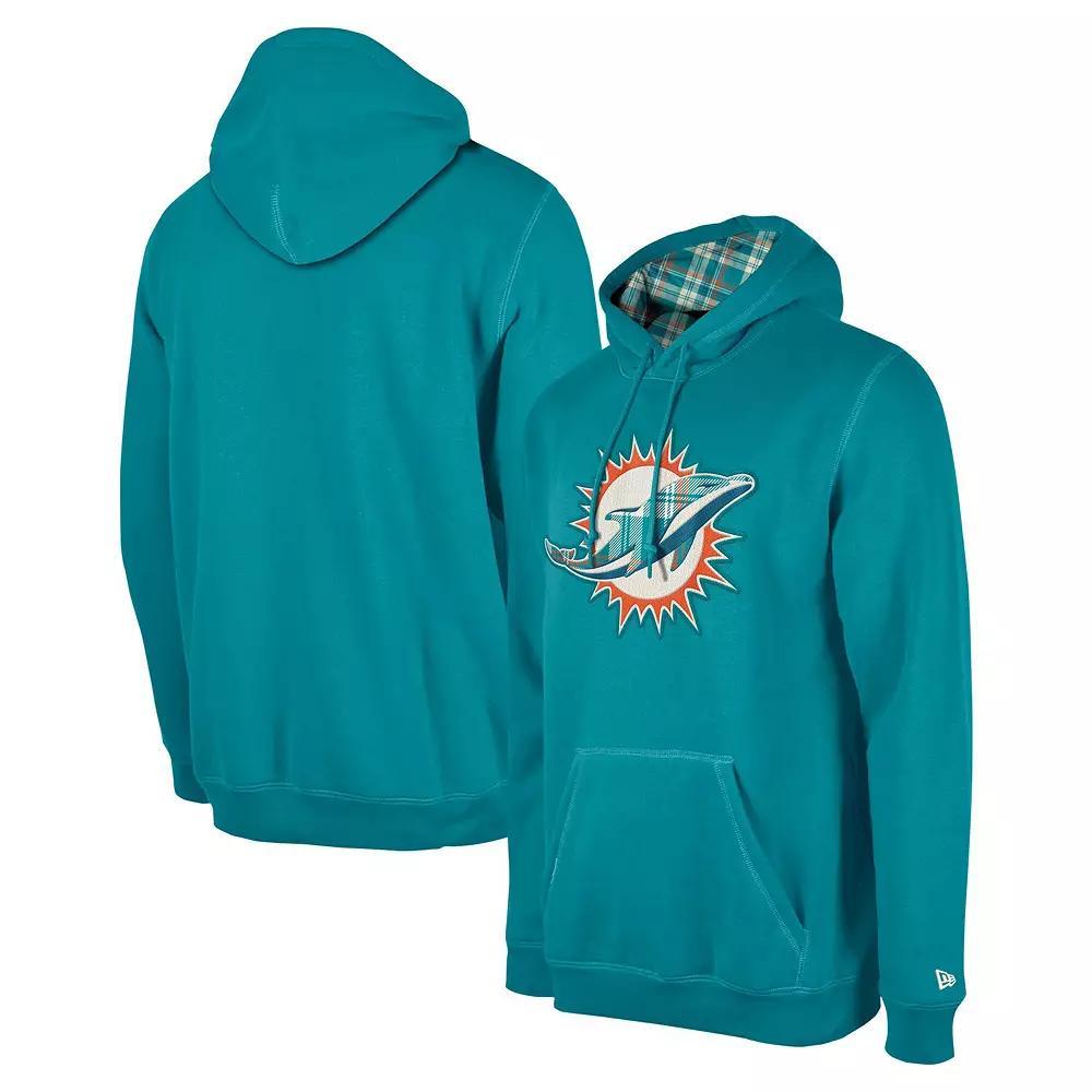 Men's New Era Teal Miami Dolphins 3rd Down Plaid Pullover Hoodie, Size: Small, Blue Product Image