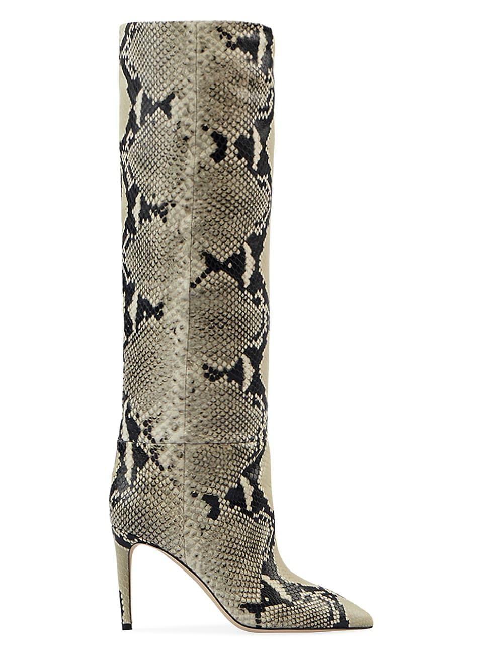 Womens 85MM Snake-Embossed Leather Stiletto Boots Product Image