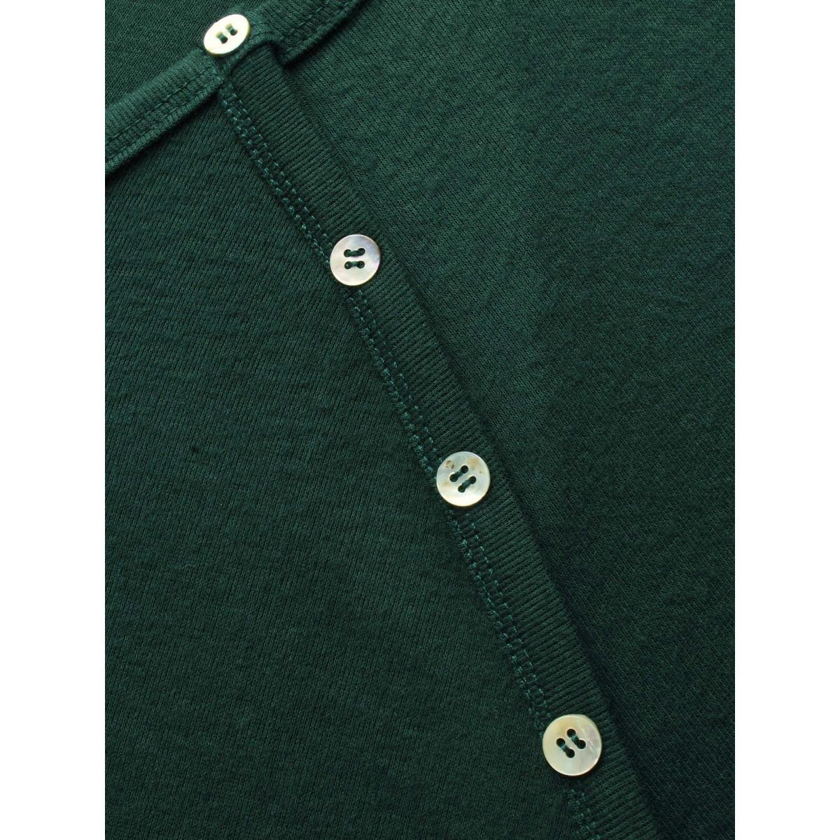 Plus Size Plain Gathered Button Detail T-shirt DarkGreen Women Leisure Gathered Plain Round Neck Casual T-shirts BloomChic 30/6X Product Image