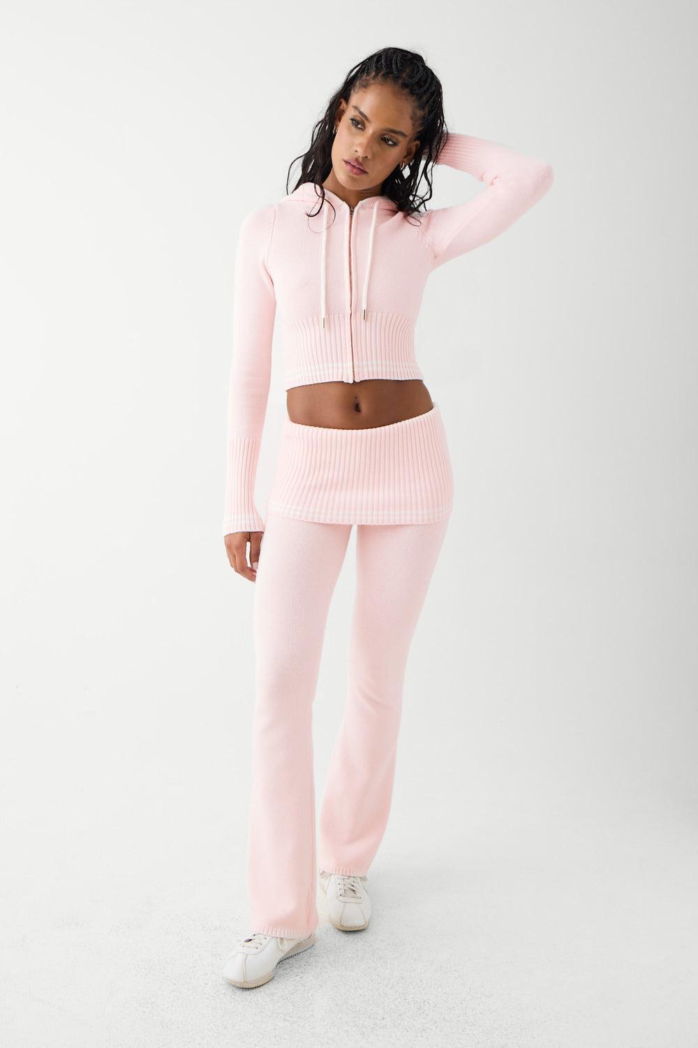 Aimee Cloud Knit Flare Pant - Rosebud Pink Product Image