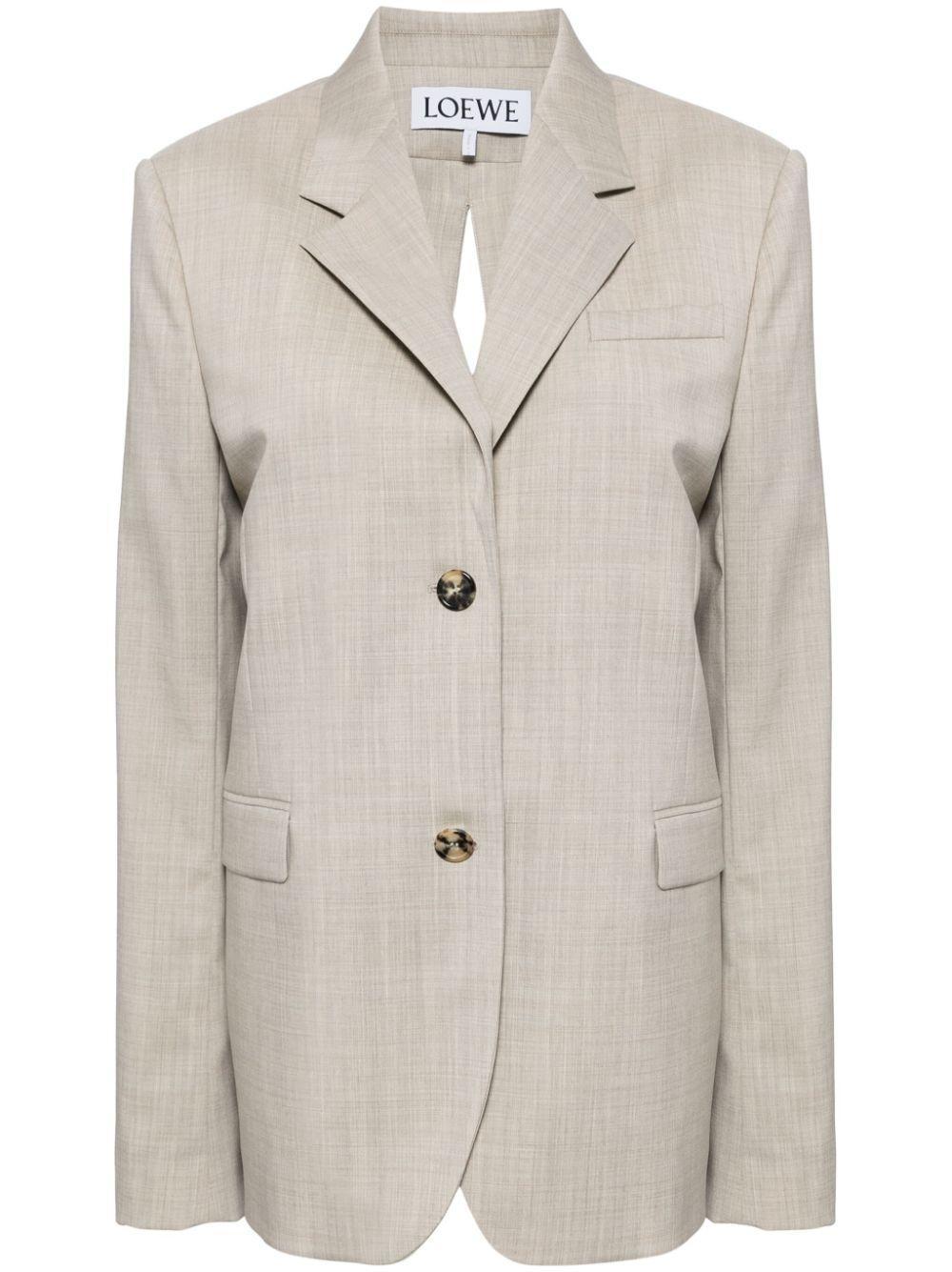 LOEWE Tied-back Wool Blazer In Beige Product Image