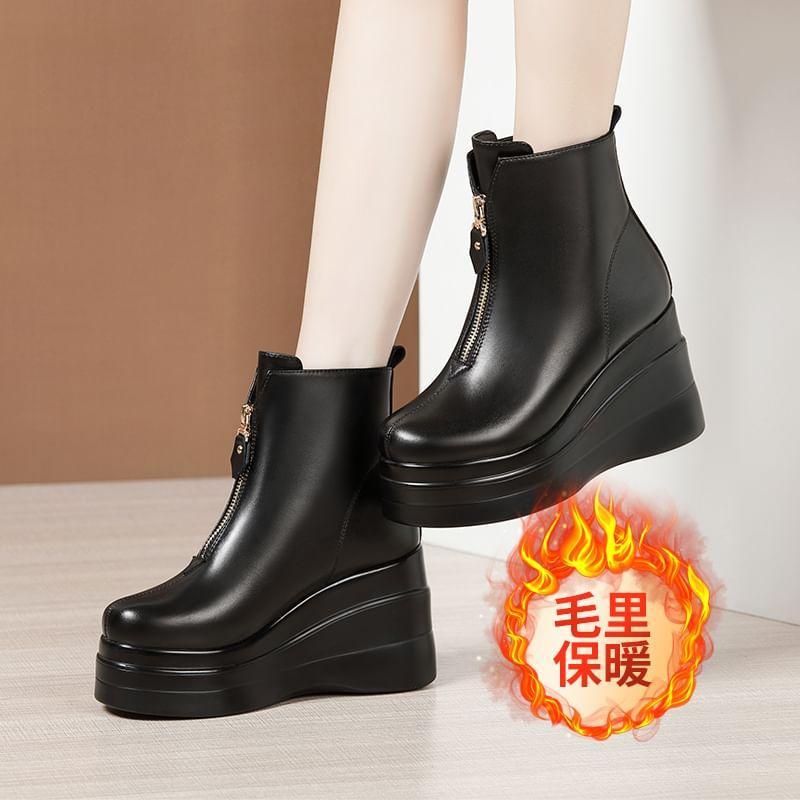 Platform Wedge Zip Short Boots Product Image