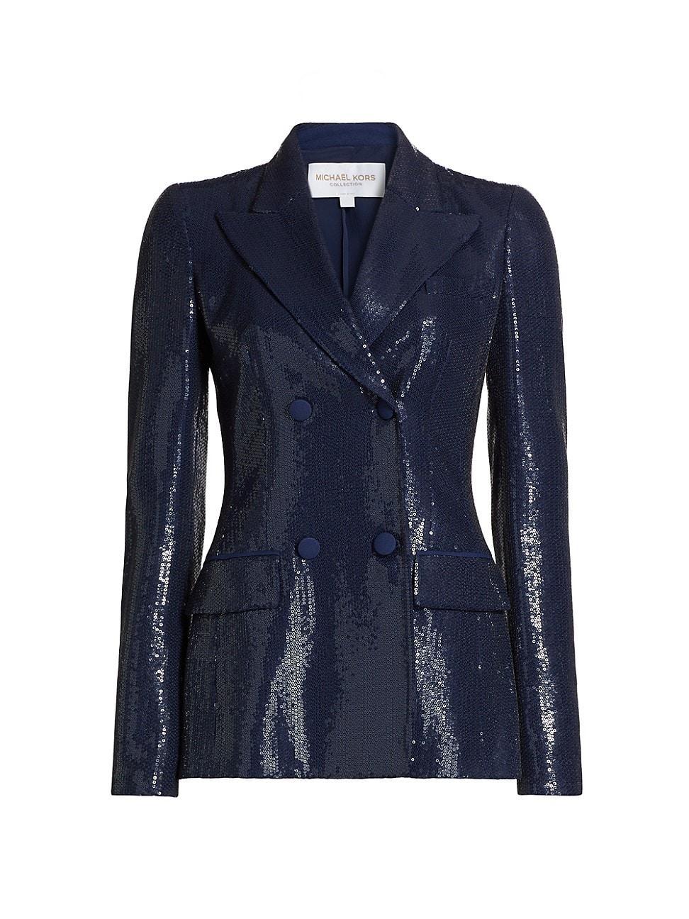 Womens Sequined Double-Breasted Blazer Product Image