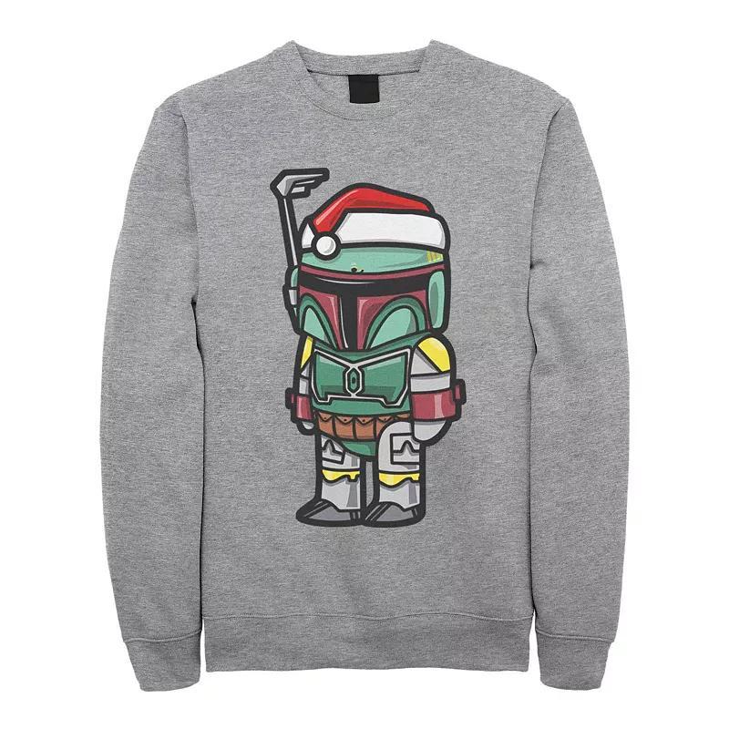 Men's Star Wars Boba Fett Santa Fleece Sweater, Size: Large, Athletic Grey Product Image