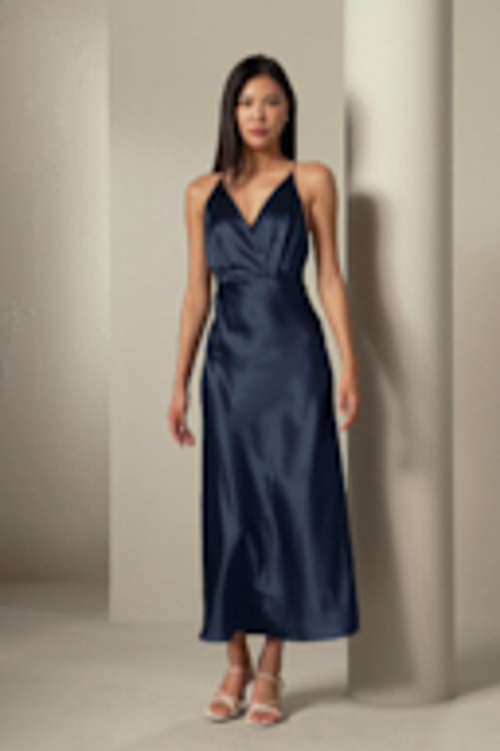 LILYSILK Silk Maxi Dress - for Women - Navy Blue Pure Silk - Skin Friendly Plunging V-Neck Dress 6 Product Image