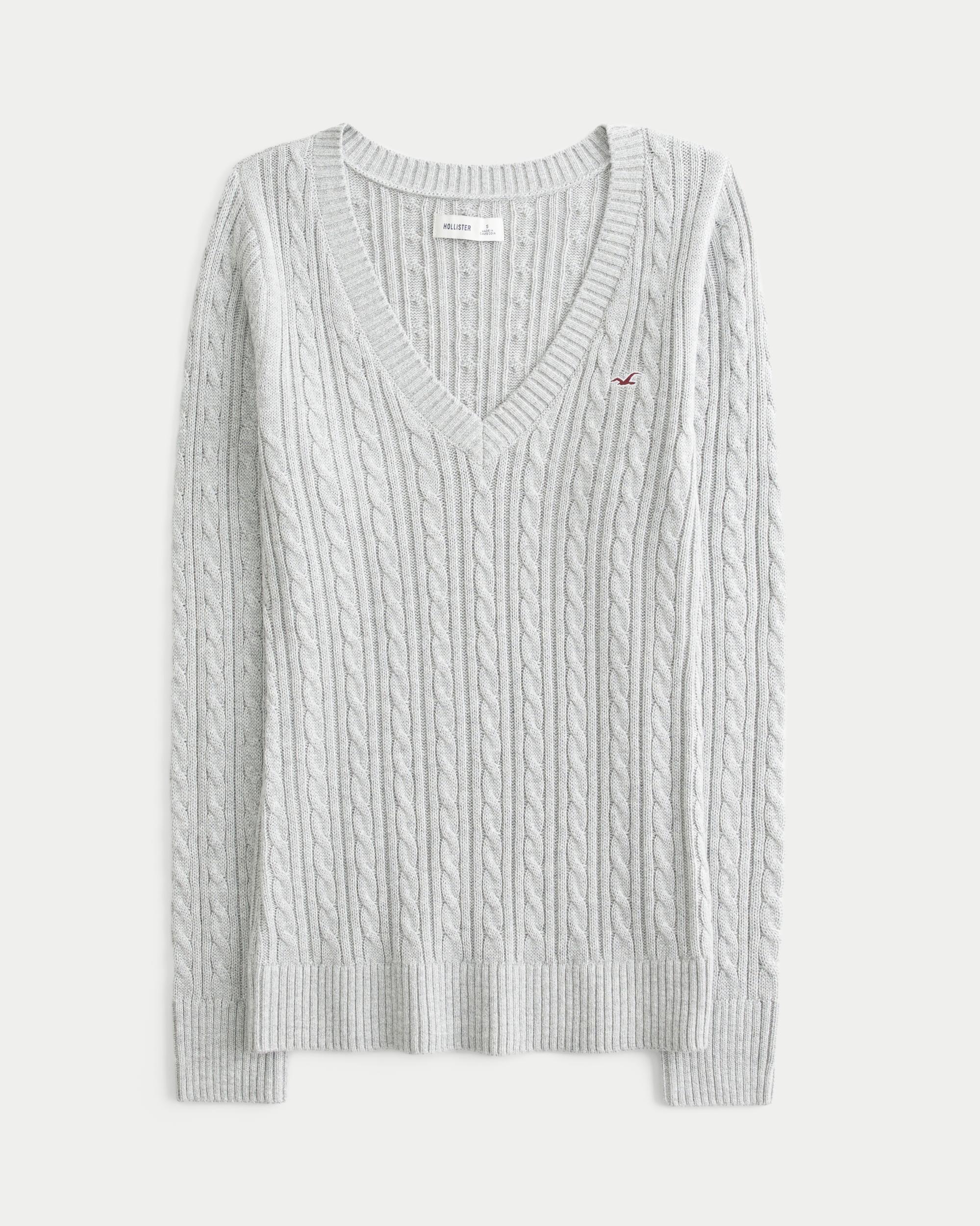 Cable-Knit Icon V-Neck Sweater Product Image