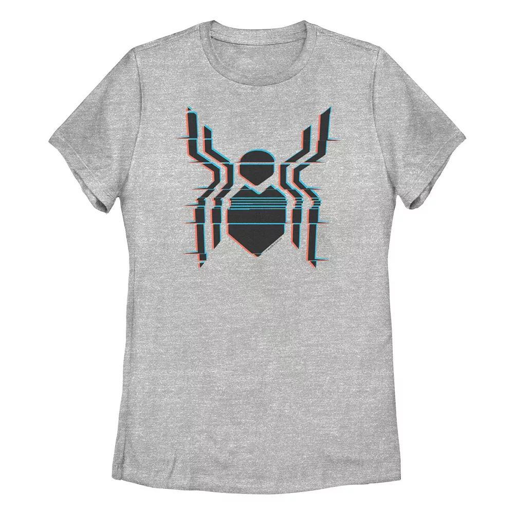 Juniors' Marvel Spider-Man Far From Home Glitch Logo Graphic Tee, Girl's, Size: Large, Athletic Grey Product Image