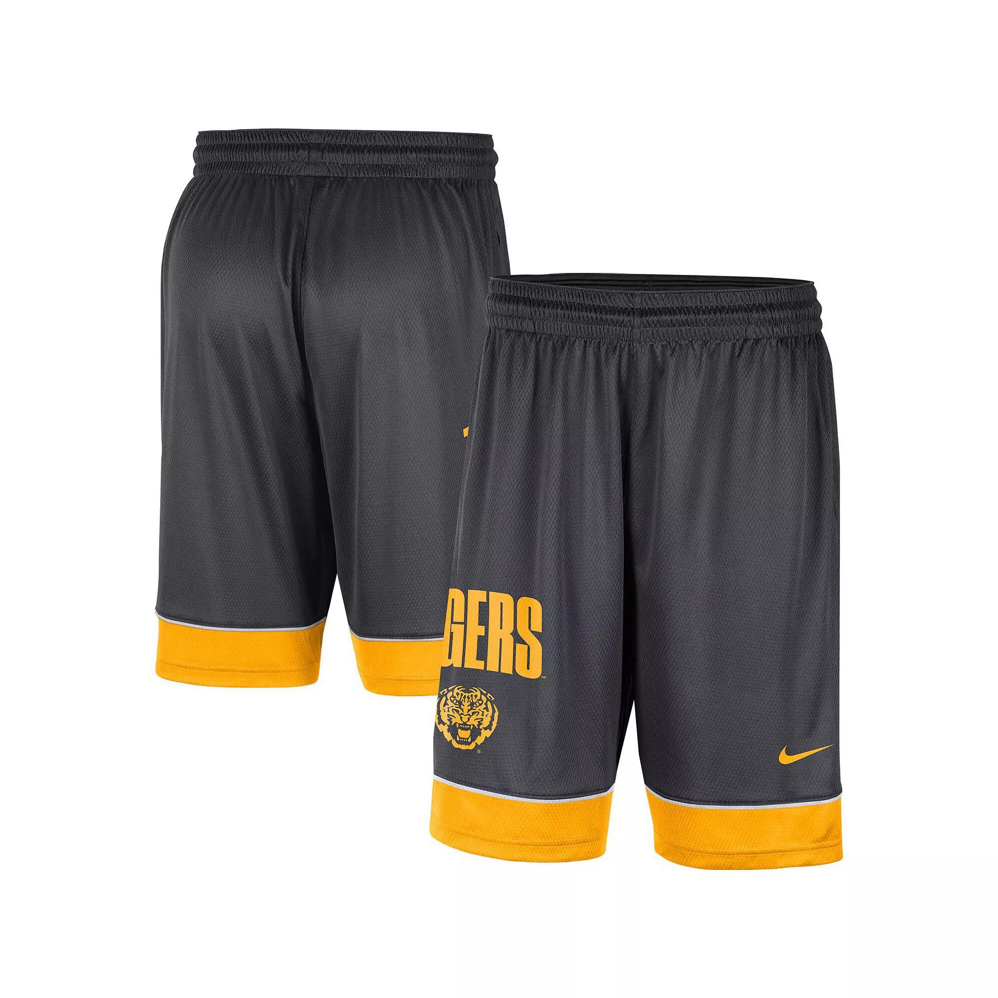 Men's Nike Charcoal/Gold LSU Tigers Fast Break Shorts, Size: XL Product Image