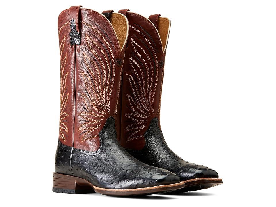 Ariat Brandin' Ultra Western Boot (Jet Black Full Quill Ostritch) Men's Shoes Product Image