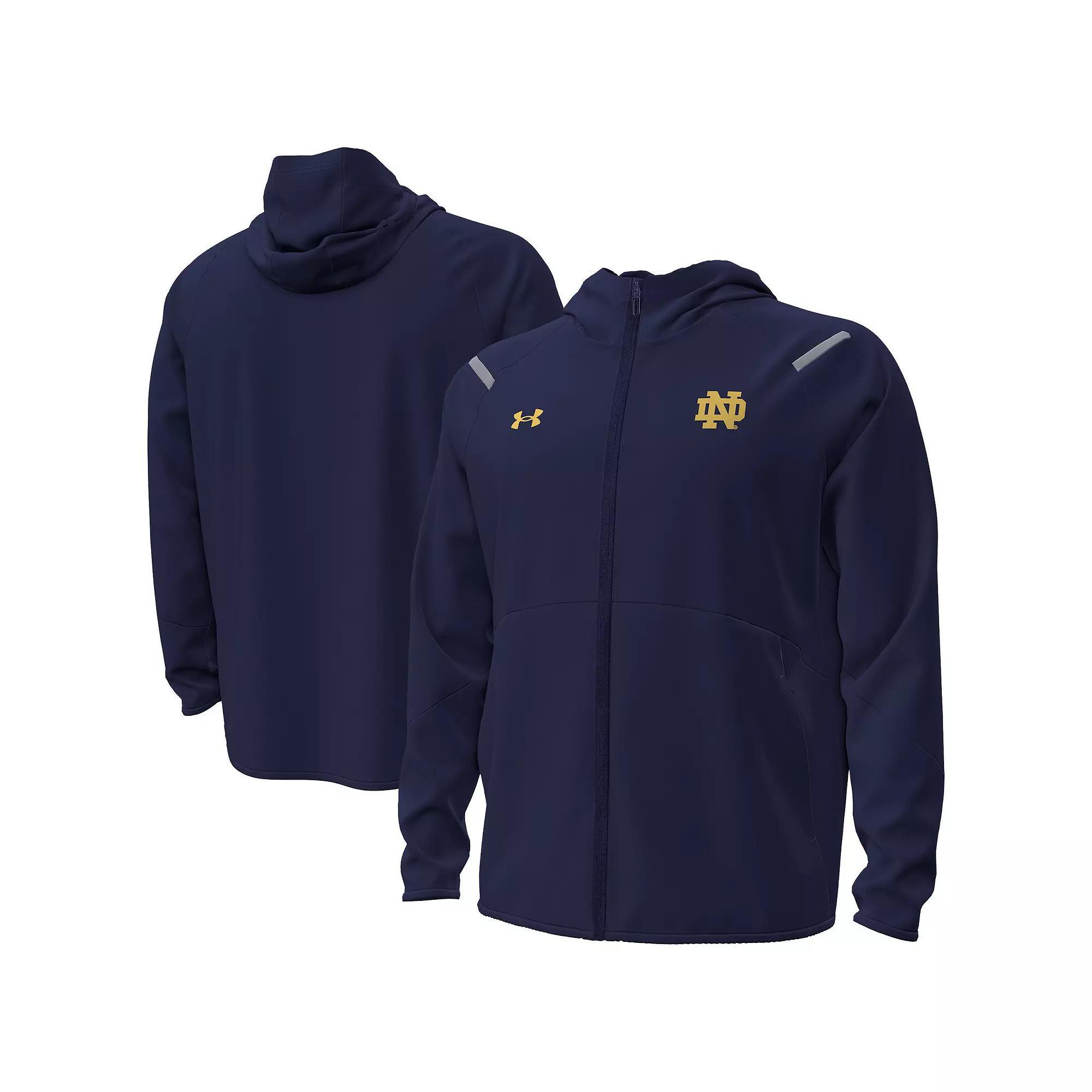 Men's Under Armour Navy Notre Dame Fighting Irish Unstoppable Performance Fleece Hoodie��Half-Zip Jacket, Size: Small, Blue Product Image