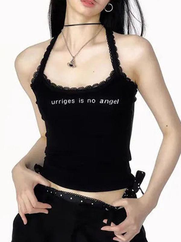 Lace Print Halter Vest Product Image