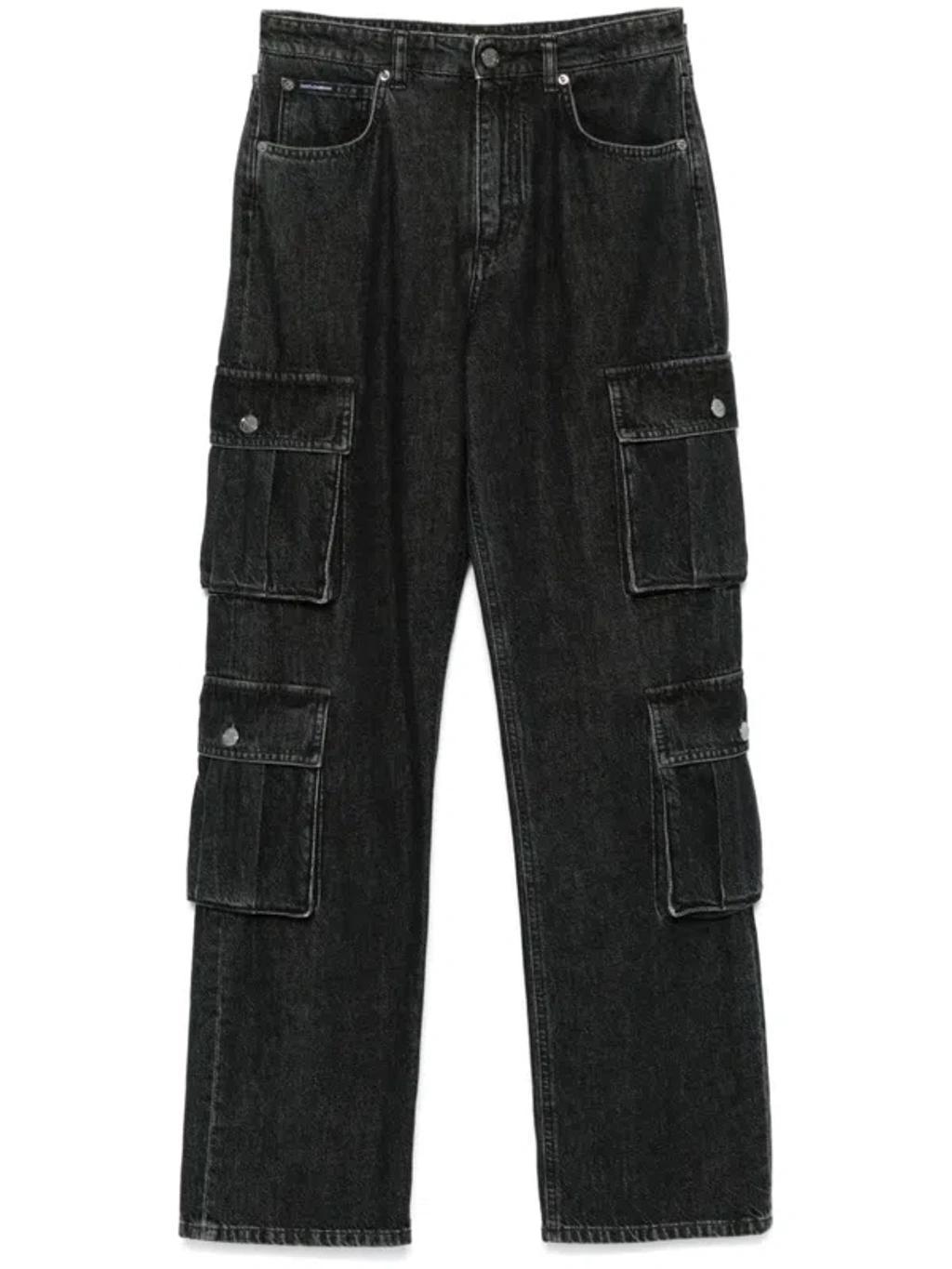 DOLCE & GABBANA Cargo Trousers Featuring Wide Leg And Pockets In Black Product Image