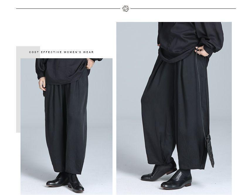 Elastic Waist Plain Harem Pants Product Image