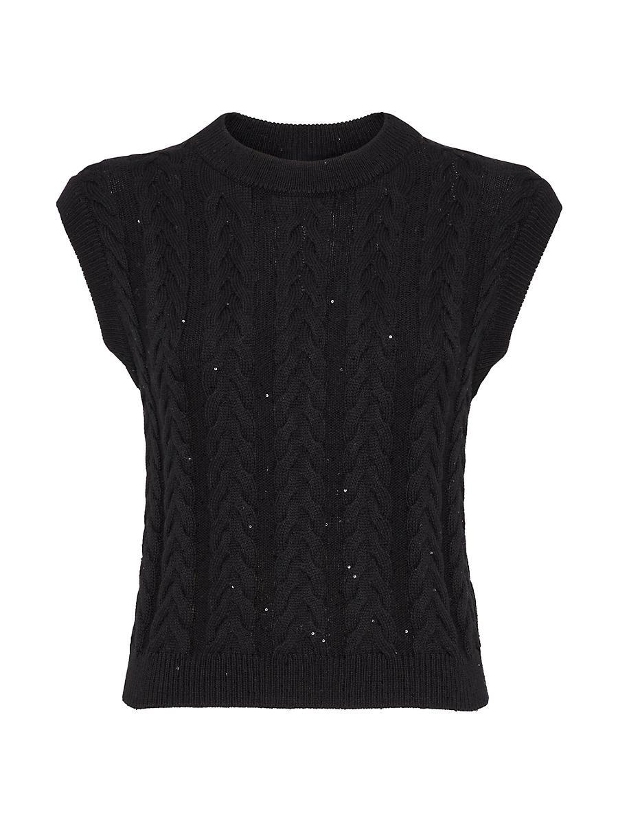 Womens Cotton Dazzling Double Cable Sweater Vest Product Image