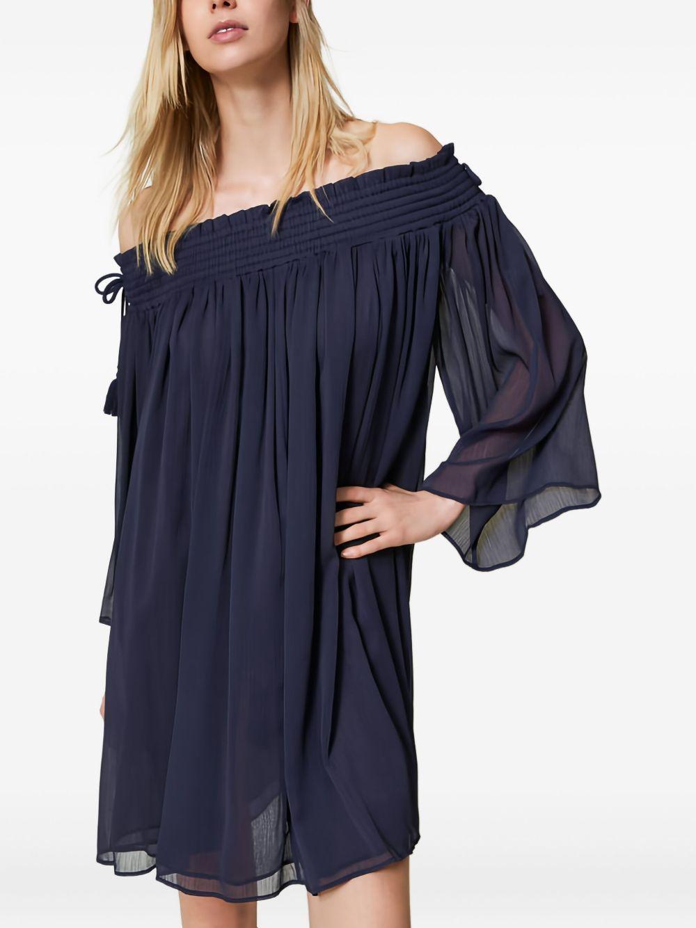 off-shoulder tassel mini dress Product Image
