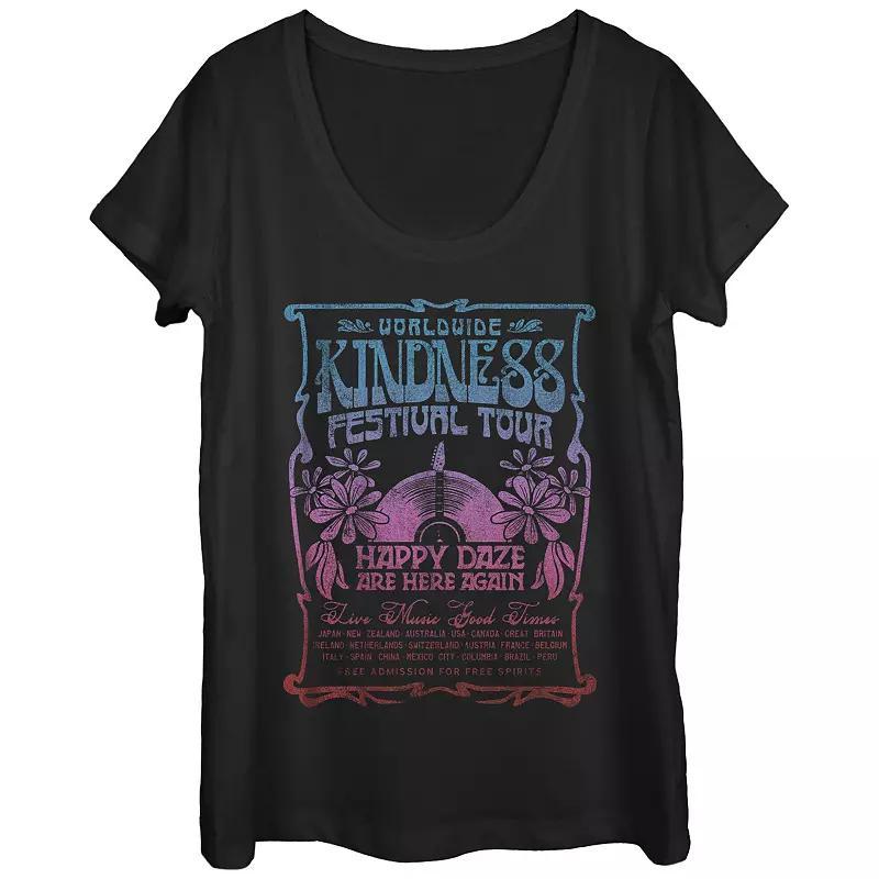 Juniors Worldwide Kindness Festival Tour Gradient Poster Scoop Neck Graphic Tee, Womens Product Image